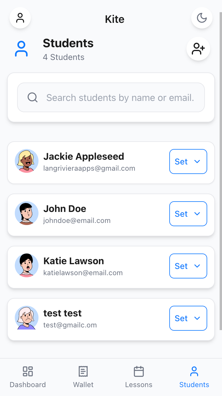 Student signup form interface